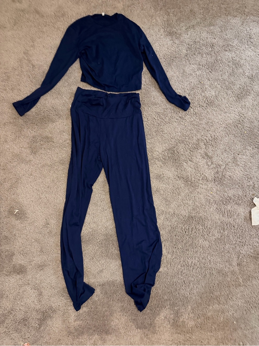 Amazon Essentials Navy Long-Sleeve Crop Top & High-Waist Leggings Set